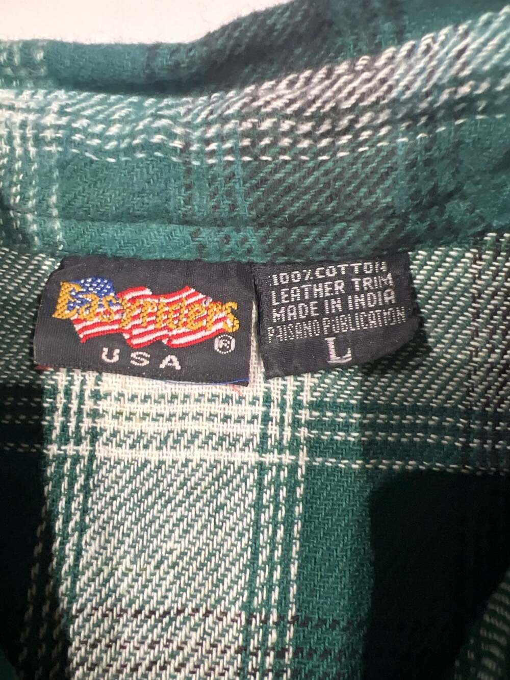 Easyriders Vintage Plaid Flannel Leather Trim Tie Front Cropped Shirt Size L - Picture 5 of 8